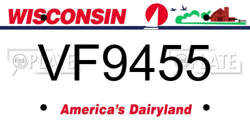 VF9455 Wisconsin License Plate