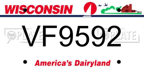 VF9592 Wisconsin License Plate