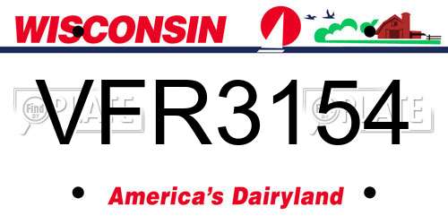 VFR3154 Wisconsin License Plate
