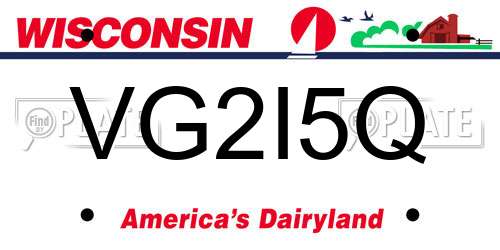 VG2I5Q Wisconsin License Plate