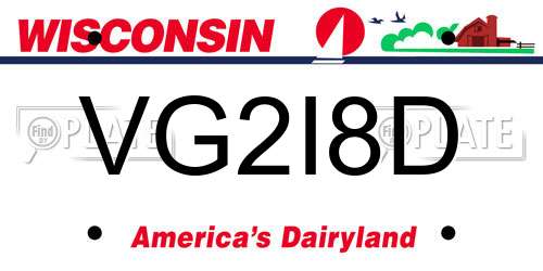 VG2I8D Wisconsin License Plate