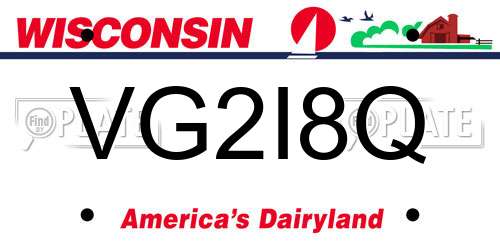 VG2I8Q Wisconsin License Plate