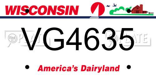 VG4635 Wisconsin License Plate