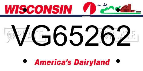 VG65262 Wisconsin License Plate