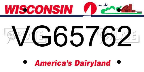 VG65762 Wisconsin License Plate
