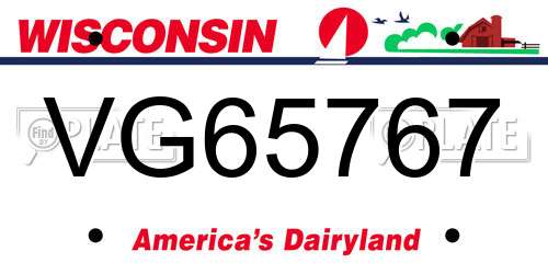 VG65767 Wisconsin License Plate
