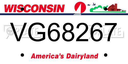VG68267 Wisconsin License Plate