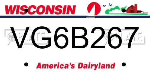 VG6B267 Wisconsin License Plate
