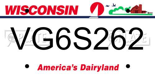 VG6S262 Wisconsin License Plate