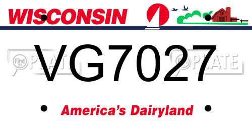 VG7027 Wisconsin License Plate