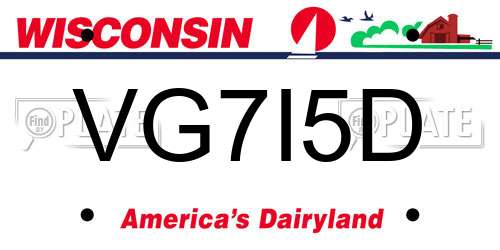 VG7I5D Wisconsin License Plate