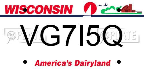 VG7I5Q Wisconsin License Plate