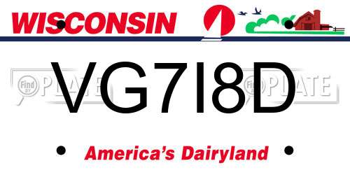 VG7I8D Wisconsin License Plate