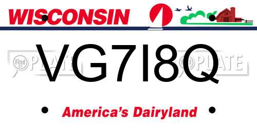 VG7I8Q Wisconsin License Plate