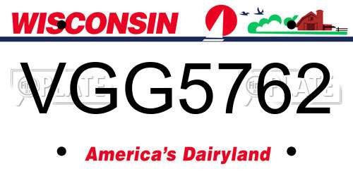 VGG5762 Wisconsin License Plate