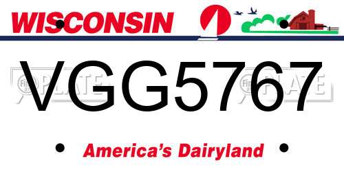 VGG5767 Wisconsin License Plate