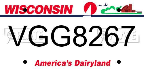 VGG8267 Wisconsin License Plate