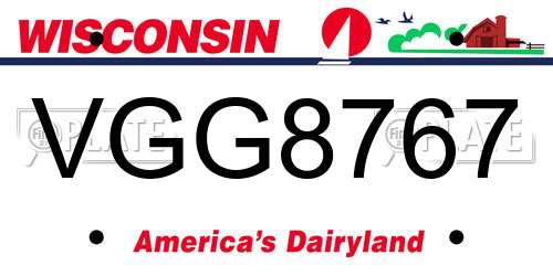 VGG8767 Wisconsin License Plate