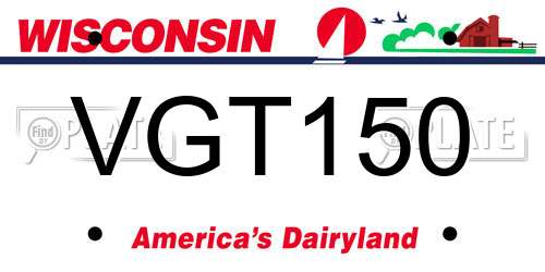 VGT150 Wisconsin License Plate
