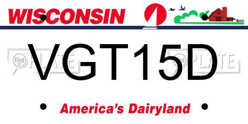 VGT15D Wisconsin License Plate