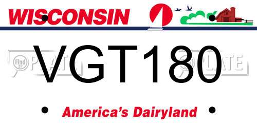 VGT180 Wisconsin License Plate