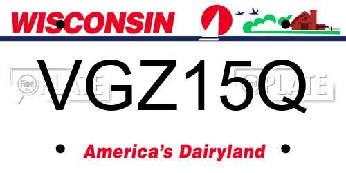 VGZ15Q Wisconsin License Plate