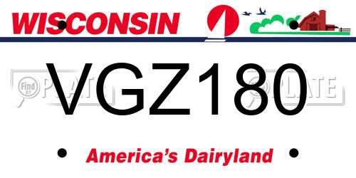 VGZ180 Wisconsin License Plate