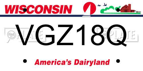 VGZ18Q Wisconsin License Plate