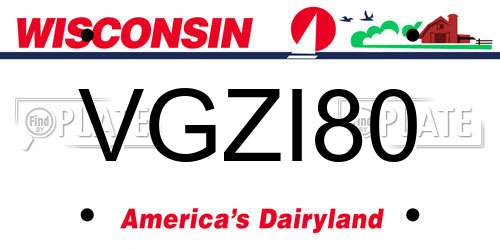 VGZI80 Wisconsin License Plate