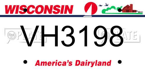 VH3198 Wisconsin License Plate
