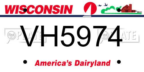 VH5974 Wisconsin License Plate