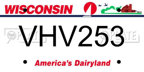 VHV253 Wisconsin License Plate