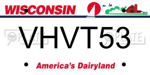 VHVT53 Wisconsin License Plate
