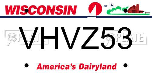 VHVZ53 Wisconsin License Plate