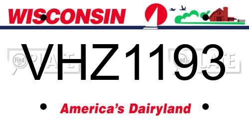 VHZ1193 Wisconsin License Plate