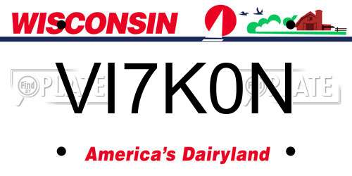 VI7K0N Wisconsin License Plate