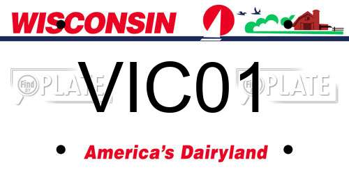 VIC01 Wisconsin License Plate
