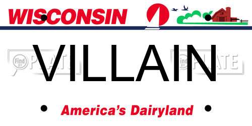 VILLAIN Wisconsin License Plate