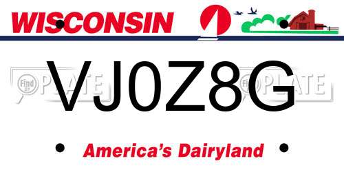 VJ0Z8G Wisconsin License Plate