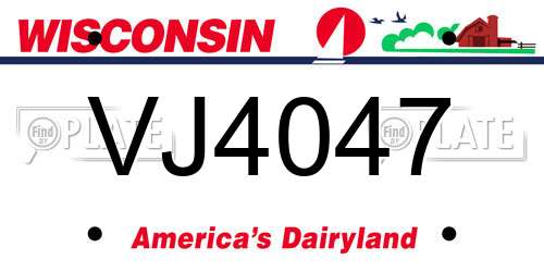 VJ4047 Wisconsin License Plate