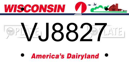 VJ8827 Wisconsin License Plate