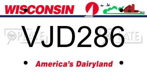 VJD286 Wisconsin License Plate