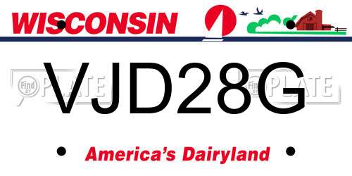 VJD28G Wisconsin License Plate