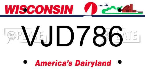 VJD786 Wisconsin License Plate