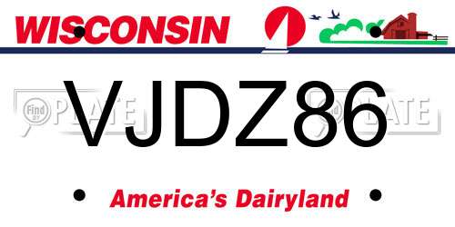 VJDZ86 Wisconsin License Plate