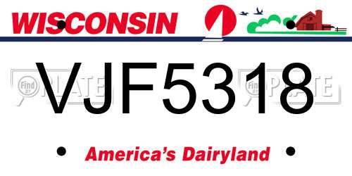 VJF5318 Wisconsin License Plate