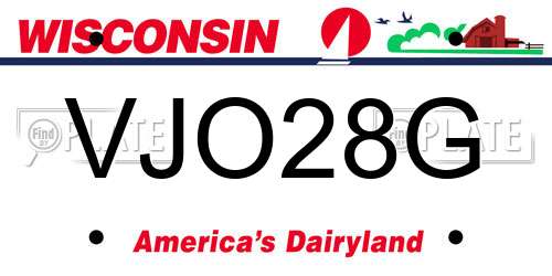 VJO28G Wisconsin License Plate