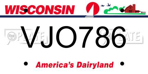 VJO786 Wisconsin License Plate