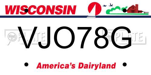 VJO78G Wisconsin License Plate