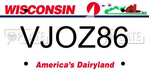 VJOZ86 Wisconsin License Plate